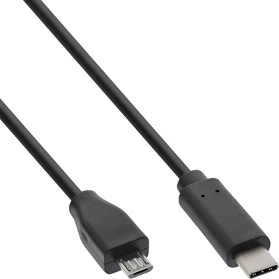 InLine USB 2.0 Kabel, Typ C Stecker an Micro-B Stecker, schwarz, 1m