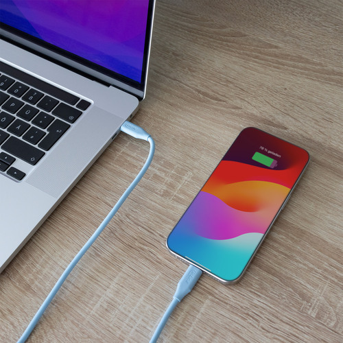 InLine® USB 2.0 Kabel, USB-C Schnellladekabel 100W, Eisbonbon/blau 0,5m