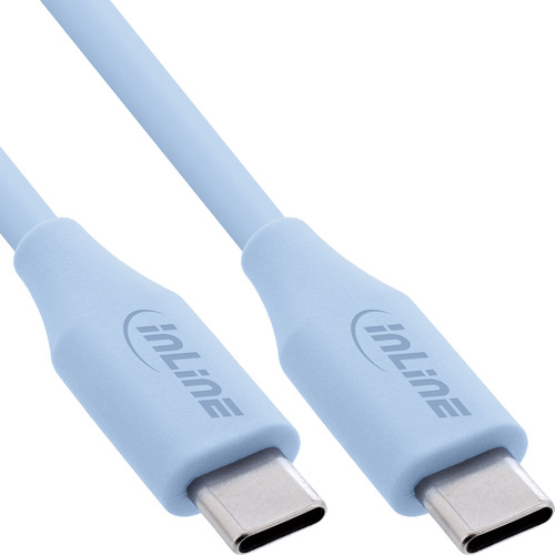 InLine® USB 2.0 Kabel, USB-C Schnellladekabel 100W, Eisbonbon/blau 1m