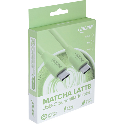 InLine® USB 2.0 Kabel, USB-C Schnellladekabel 100W, Matcha Latte/grün 0,5m