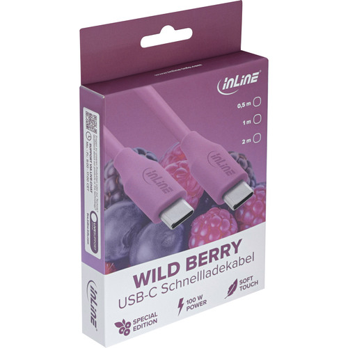 InLine® USB 2.0 Kabel, USB-C Schnellladekabel 100W, Wild Berry/violett 2m