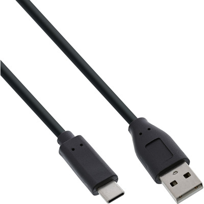 InLine® USB 2.0 Kabel, USB-C Stecker an A Stecker, schwarz, 0,3m
