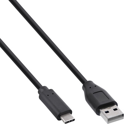 InLine® USB 2.0 Kabel, USB-C Stecker an A Stecker, schwarz, 0,3m (Produktbild 1)