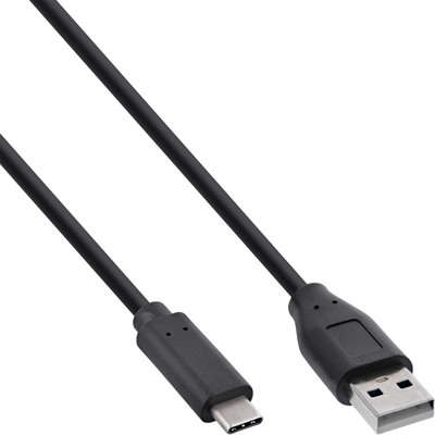 InLine® USB 2.0 Kabel, USB-C Stecker an A Stecker, schwarz, 1m