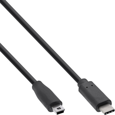InLine® USB 2.0 Kabel, USB-C Stecker an Mini-B Stecker (5pol.), schwarz, 0,5m