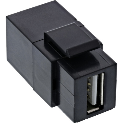 InLine® USB 2.0 Keystone Snap-In Einsatz, USB-A Buchse / Buchse, gewinkelt, schwarz (Produktbild 1)