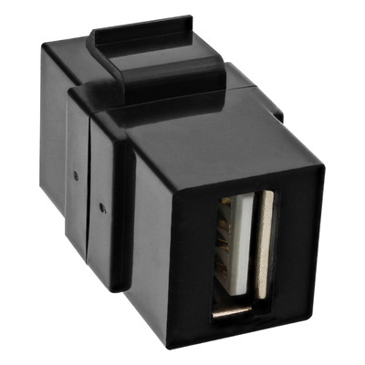 InLine USB 2.0 Keystone Snap-In Einsatz, USB A Buchse/Buchse, schwarzes Gehäuse