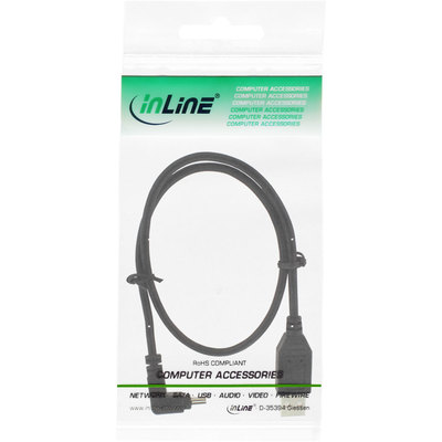 InLine® USB 2.0 Mini-Kabel, ST A/Mini-B ST (5pol) oben abgew. 90ï¿½, schwarz, 1m