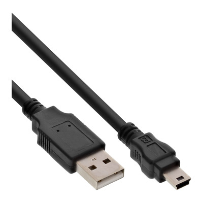 InLine® USB 2.0 Mini-Kabel, USB A ST an Mini-B ST (5pol.), schwarz, 0,3m (Produktbild 1)