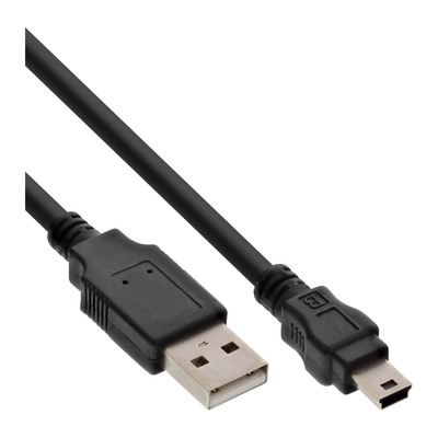 InLine® USB 2.0 Mini-Kabel, USB A Stecker an Mini-B Stecker (5pol.), schwarz, 0,3m (Produktbild 1)