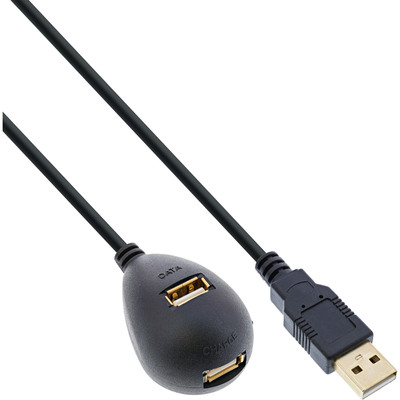 InLine® USB 2.0 Verlängerung, ST / BU, Typ A, schwarz, mit Standfuss, 2m (Produktbild 1)