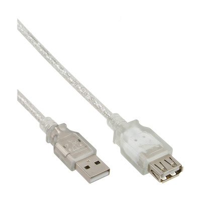 InLine® USB 2.0 Verlängerung, St/Bu, Typ A, transparent, 0,5m (Produktbild 1)