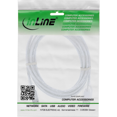 InLine® USB 2.0 Verlängerung, St/Bu, Typ A, transparent, 0,5m