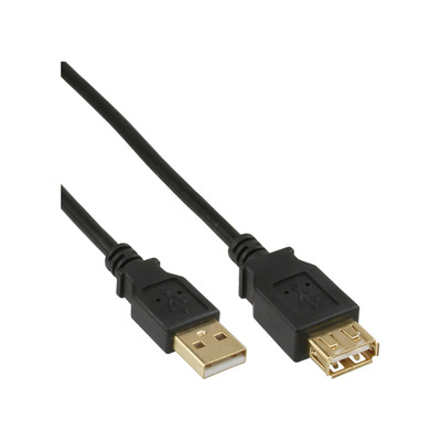 InLine USB 2.0 Verlängerung, Stecker / Buchse, Typ A, schwarz, Kontakte gold, 0,5m