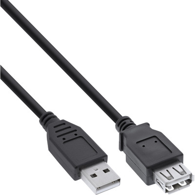 InLine® USB 2.0 Verlängerung, USB-A Stecker / Buchse, schwarz, 0,5m (Produktbild 1)