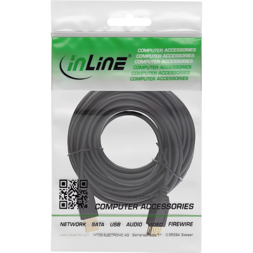 InLine® USB 2.0 Verlängerungskabel Typ A, schwarz, vergoldete Kontakte, 2m