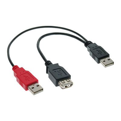 InLine USB 2.0 Y-Anschlusskabel, 2x Stecker A an Buchse A, 0,2m