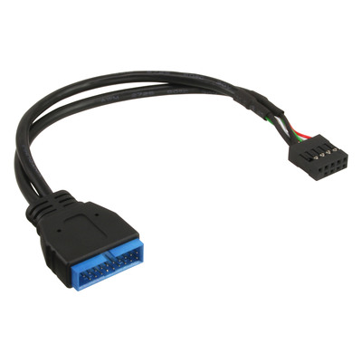 InLine USB 2.0 zu 3.0 Adapterkabel intern, USB 2.0 Mainboard auf USB 3.0 intern, 0,15m