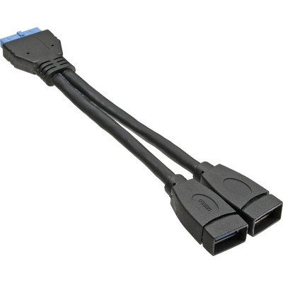 InLine® USB 3.0 Adapterkabel, 2x Buchse A auf Pfostenanschluss, 19polig