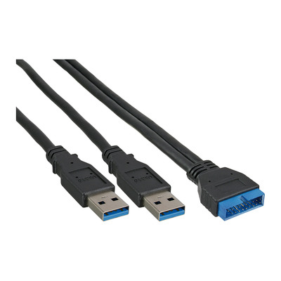 InLine® USB 3.0 Adapterkabel, 2x Stecker A auf Pfostenanschluss 19polig., 0,40m (Produktbild 1)