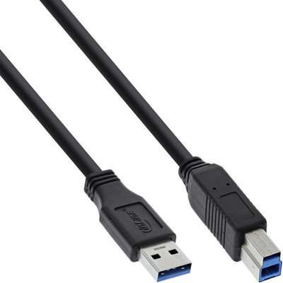 InLine USB 3.0 Kabel, A an B, schwarz, 0,5m