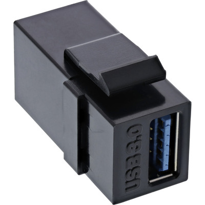 InLine® USB 3.0 Keystone Snap-In Einsatz, USB-A Buchse / Buchse, schwarz (Produktbild 1)