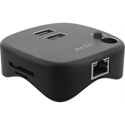 InLine® USB 3.0 Multiadapter, 2xUSB-A, RJ45, SD/MicroSD Cardreader, schwarz (Produktbild 1)