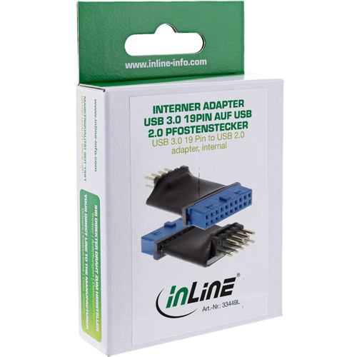 InLine® USB 3.0 zu 2.0 Adapter intern, USB 3.0 19pol auf USB 2.0 Pfostenstecker
