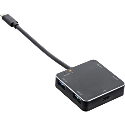 InLine® USB 3.1 Hub, USB-C zu 4 Port USB- A mit PD bis 60W, Aluminiumgehäuse, schwarz, ohne Netzteil