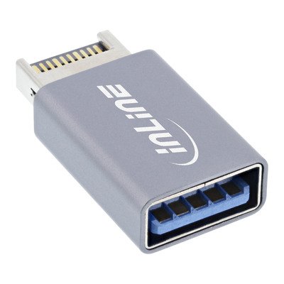 InLine® USB 3.2 Adapter, intern USB-E Frontpanel Stecker zu USB-A Buchse (Produktbild 1)