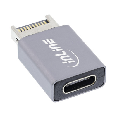 InLine® USB 3.2 Adapter, intern USB-E Frontpanel Stecker zu USB-C Buchse (Produktbild 1)
