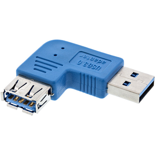 InLine® USB 3.2 Gen.1 Adapter, Stecker A auf Buchse A, links gewinkelt 90°
