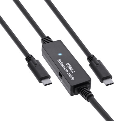 InLine® USB 3.2 Gen.1 Aktiv-Kabel, USB-C Stecker an USB-C Stecker, schwarz, 10m