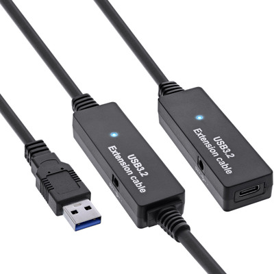 InLine® USB 3.2 Gen.1 Aktiv-Verlängerung, USB-A Stecker an USB-C Buchse, 10m (Produktbild 1)