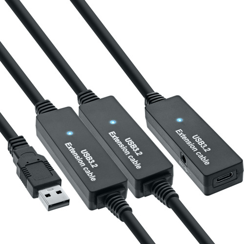 InLine® USB 3.2 Gen.1 Aktiv-Verlängerung, USB-A Stecker an USB-C Buchse, 15m USB & Lightning