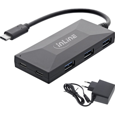 InLine® USB 3.2 Gen.1 Hub, USB-C zu 2 Port USB-C und 3 Port USB-A, mit PSU (Produktbild 1)