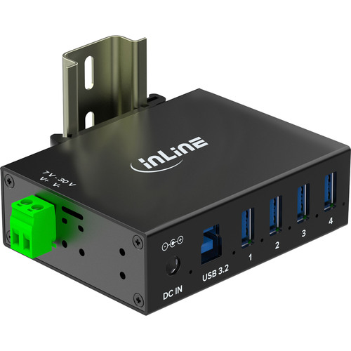 InLine® USB 3.2 Gen.1 Industrie-Hub, 4 Port, Aluminiumgehäuse, mit Netzteil
