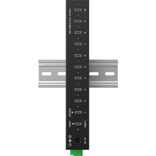 InLine® USB 3.2 Gen.1 Industrie-Hub, USB-C, 10-Port, mit Netzteil