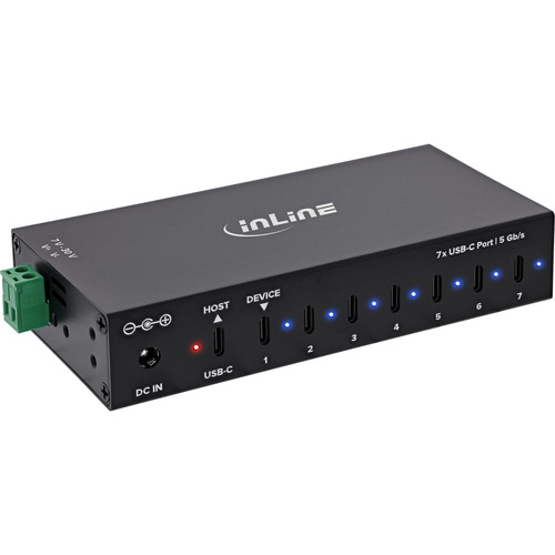 InLine® USB 3.2 Gen.1 Industrie-Hub, USB-C, 7-Port, mit Netzteil Dockingstations und Hubs