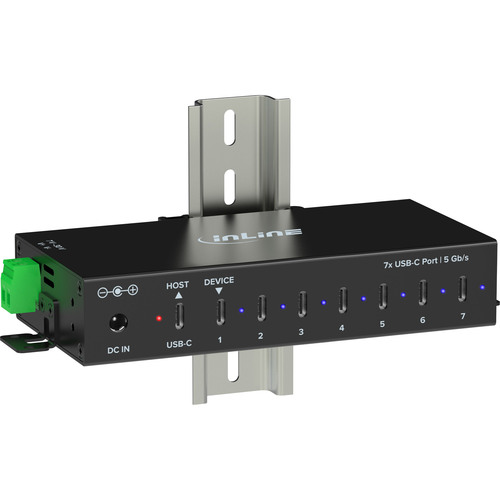 InLine® USB 3.2 Gen.1 Industrie-Hub, USB-C, 7-Port, mit Netzteil