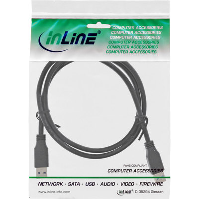 InLine® USB 3.2 Gen.1 Kabel, A an A, schwarz, 1,5m