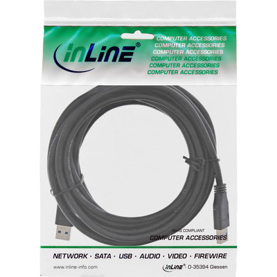 InLine® USB 3.2 Gen.1 Kabel, A an A, schwarz, 5m