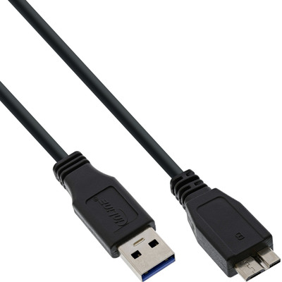 InLine® USB 3.2 Gen.1 Kabel, A an Micro B, schwarz, 0,3m