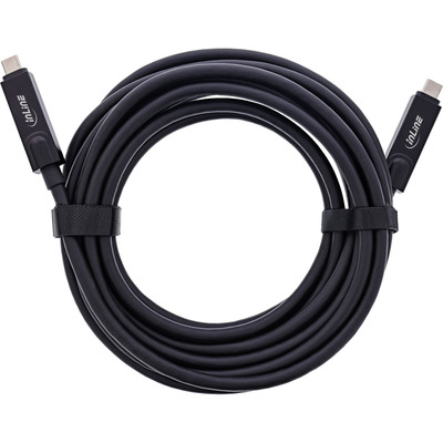 InLine® USB 3.2 Gen.2 AOC Kabel, USB-C Stecker/Stecker 8K60Hz 60W, schwarz, 15m