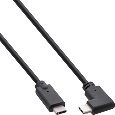 InLine® USB 3.2 Gen.2 Kabel, USB-C Stecker/Stecker gewinkelt, schwarz, 1,5m