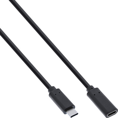 InLine® USB 3.2 Gen.2x2 Kabel, USB-C Verlängerung ST/BU, schwarz, 0,5m