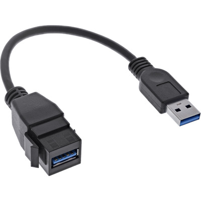 InLine® USB 3.2 Gen1 Adapterkabel, USB A Stecker / Keystone Buchse, 0,2m