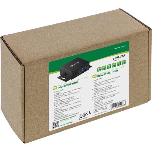 InLine® USB 3.2 Industrie-Hub, 4-Port, 2x USB-A, 2x USB-C
