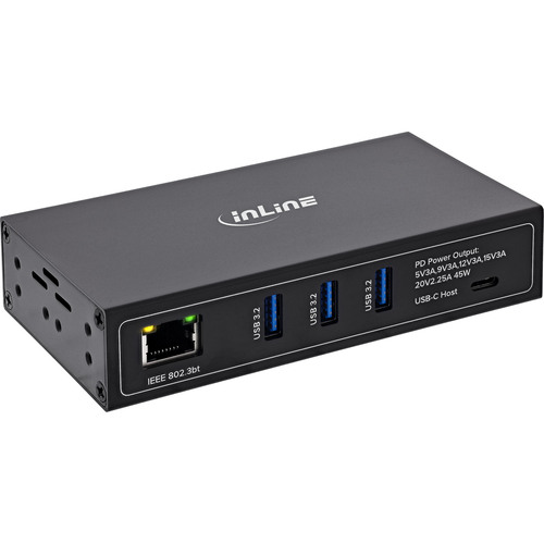 InLine® USB 3.2 Industrie-Hub, 4-Port USB PoE, 3x USB-A, 1x USB-C Dockingstations und Hubs