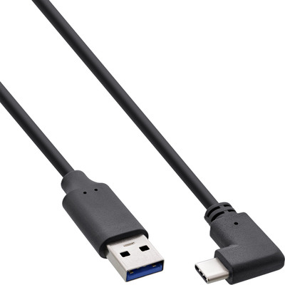 InLine® USB 3.2 Kabel, USB-C Stecker gewinkelt an A Stecker, schwarz, 0,5m (Produktbild 1)